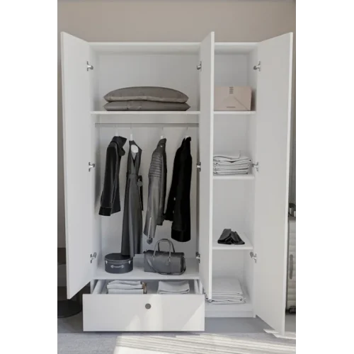 3 Kapaklı Çekmeceli Elbise Dolabı