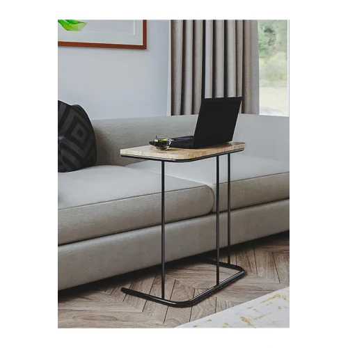 Metal Ayaklı Laptop Sehpası Kahvaltı Masası Çalışma Sehpası Çam