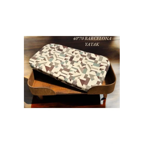 Barcelona 40*70 Kedi Köpek Yatağı Ceviz. Şık Tasarım Rahat Minderi Ile Beraber
