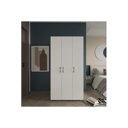 Doruk 3 Kapaklı Beyaz Elbise Dolabı Çok Amaçlı Dolap 90 cm Genişlik