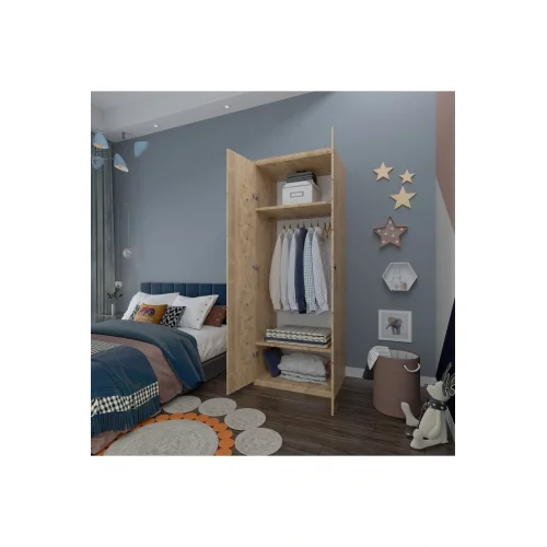 2 Kapaklı Elbise Dolabı - Genç odası Dolabı Çam 80 cm