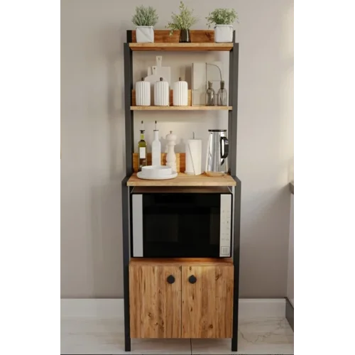 Çok Amaçlı Dolap Mutfak Bangosu Mikrodalga Fırın Mini Fırın Dolabı 2 Kapaklı Dolap Kahve Köşesi