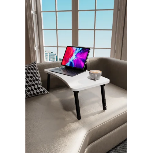 Laptop Sehpası Seyyar Kahvaltı Masası Katlanır Çalışma Sehpası Beyaz