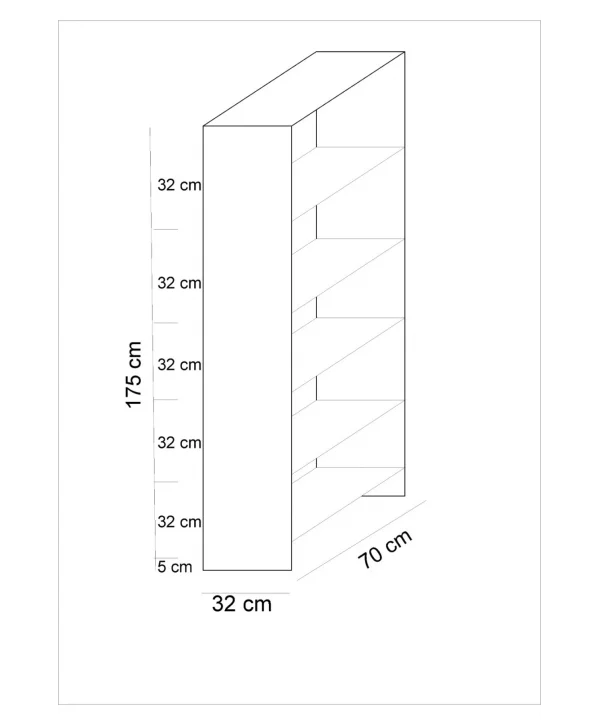 2 Kapaklı 5 Katlı Çok Amaçlı Atlantik Beyaz Elbise Dolabı 70 Cm