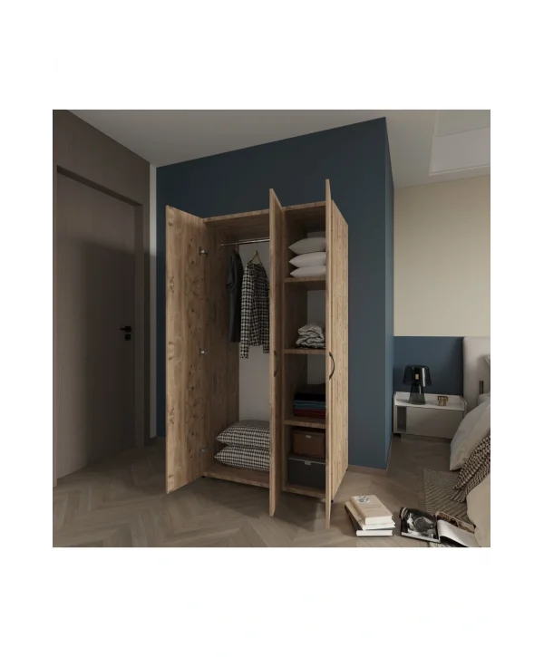 Doruk 3 Kapaklı Çam Elbise Dolabı Çok Amaçlı Dolap 90 cm Genişlik