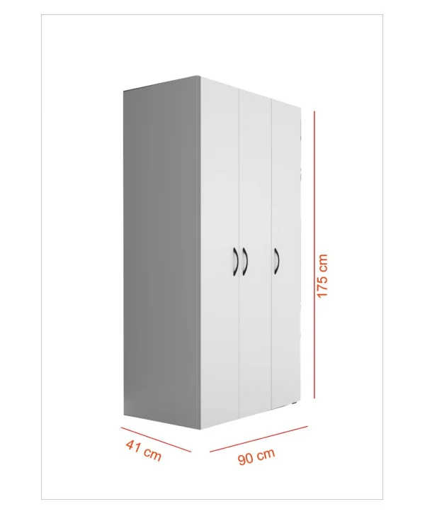Doruk 3 Kapaklı Çam Elbise Dolabı Çok Amaçlı Dolap 90 cm Genişlik