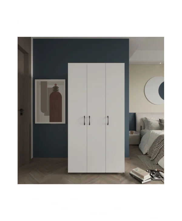 Doruk 3 Kapaklı Beyaz Elbise Dolabı Çok Amaçlı Dolap 90 cm Genişlik