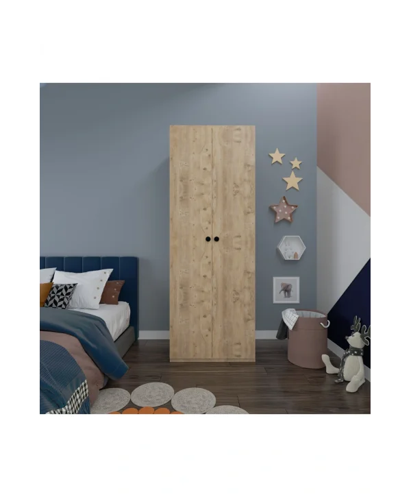 2 Kapaklı Elbise Dolabı - Genç odası Dolabı Çam 80 cm