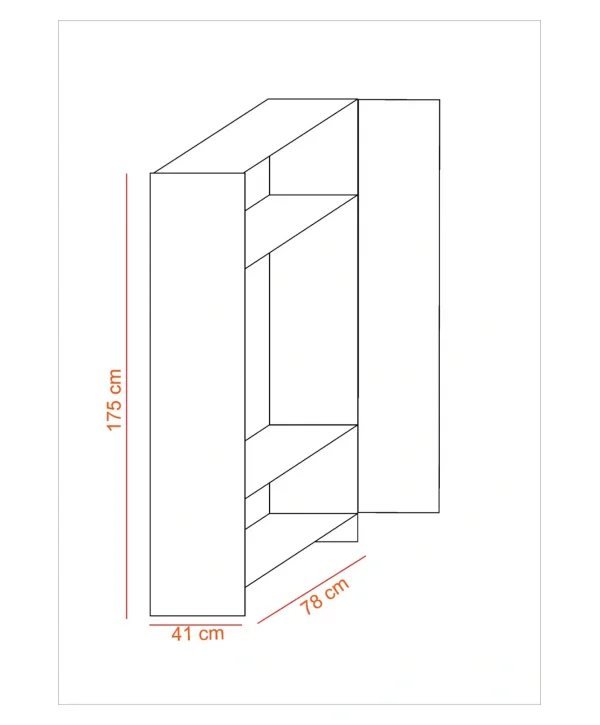 2 Kapaklı Elbise Dolabı - Genç odası Dolabı Çam 80 cm