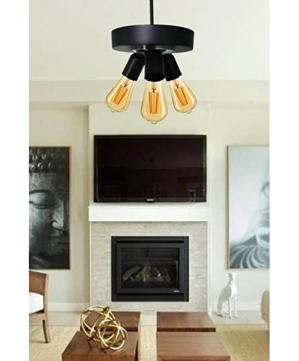 ED Troe Retro Rustil Üçlü Avize