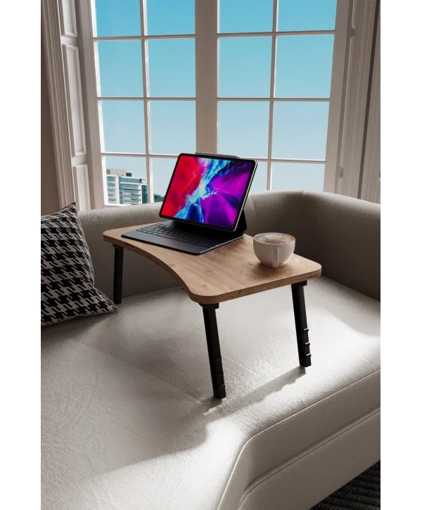 Laptop Sehpası Seyyar Kahvaltı Masası Katlanır Çalışma Sehpası Atlantik Çam