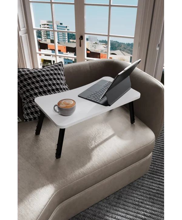 Laptop Sehpası Seyyar Kahvaltı Masası Katlanır Çalışma Sehpası Beyaz