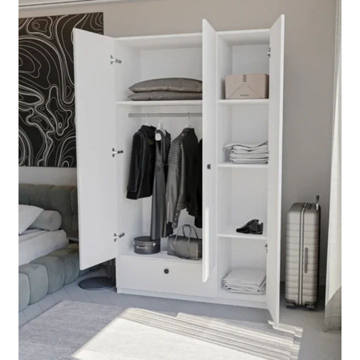 3 Kapaklı Çekmeceli Elbise Dolabı