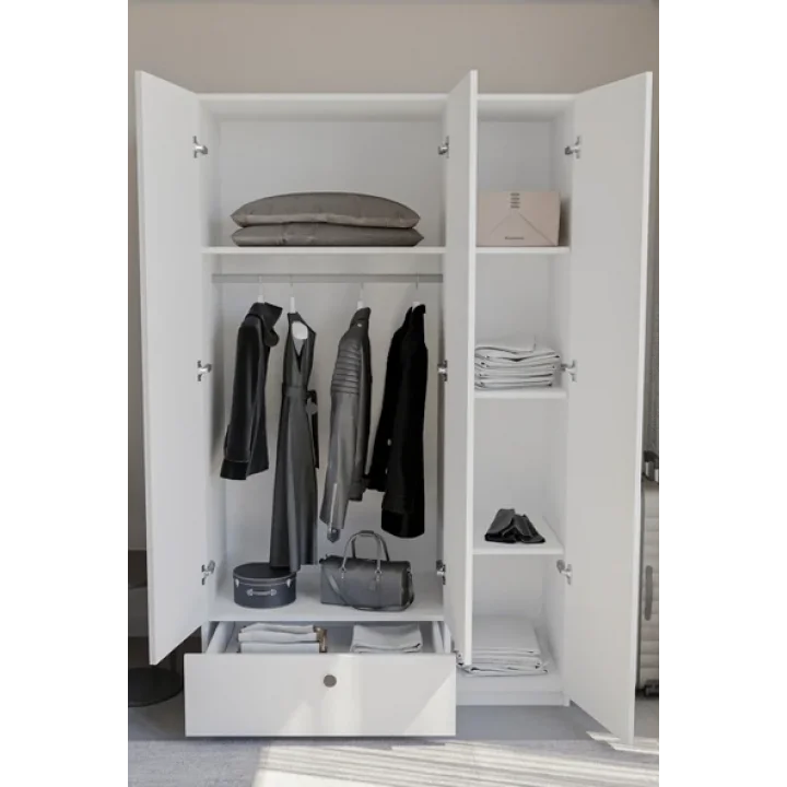 3 Kapaklı Çekmeceli Elbise Dolabı