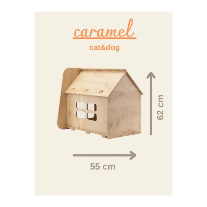 Caramel 30*50 Kedi Köpek Evi Yıkanabilir Kumaş Minderi Ile Beraber