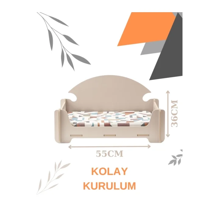 Pd Taht Rahat Kedi Köpek Yatağı 30*50 Latte , Yıkanabilir Duck Kumaş Minderi Ile Beraber