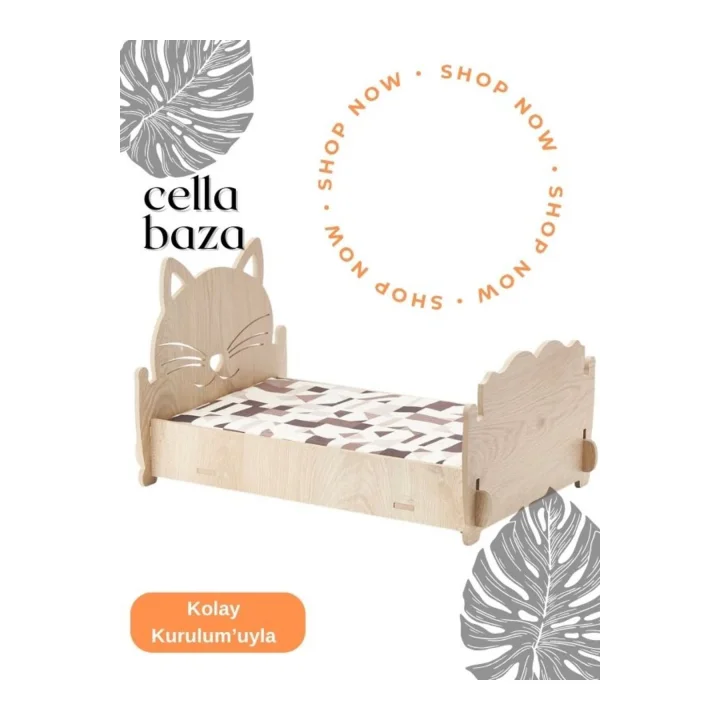 Cella Baza 30*50 Kedi Köpek Yatağı Yıkanabilir Duck Kumaş Minderi Ile Beraber