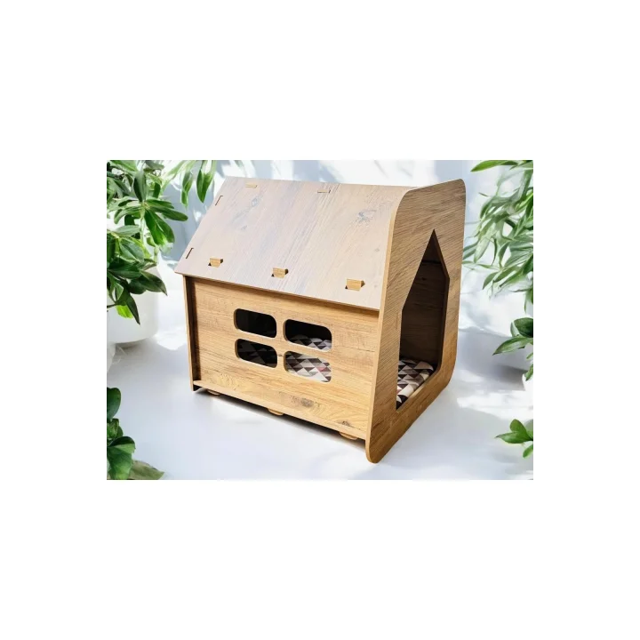 Caramel 30*50 Kedi Köpek Evi Yıkanabilir Kumaş Minderi Ile Beraber