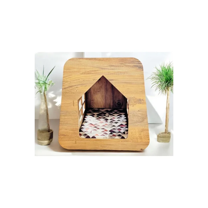 Caramel 30*50 Kedi Köpek Evi Yıkanabilir Kumaş Minderi Ile Beraber