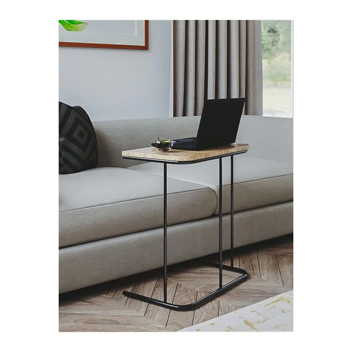 Metal Ayaklı Laptop Sehpası Kahvaltı Masası Çalışma Sehpası Çam
