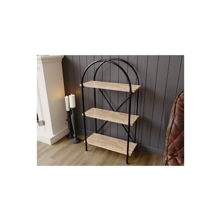 3 Raflı Çok Amaçlı Dekoratif Metal Kitaplık