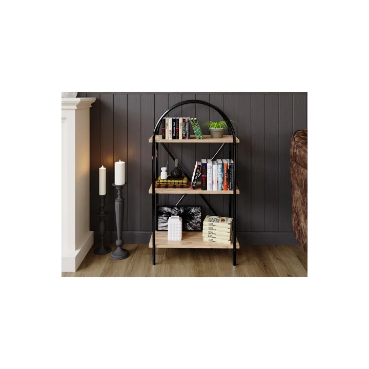 3 Raflı Çok Amaçlı Dekoratif Metal Kitaplık