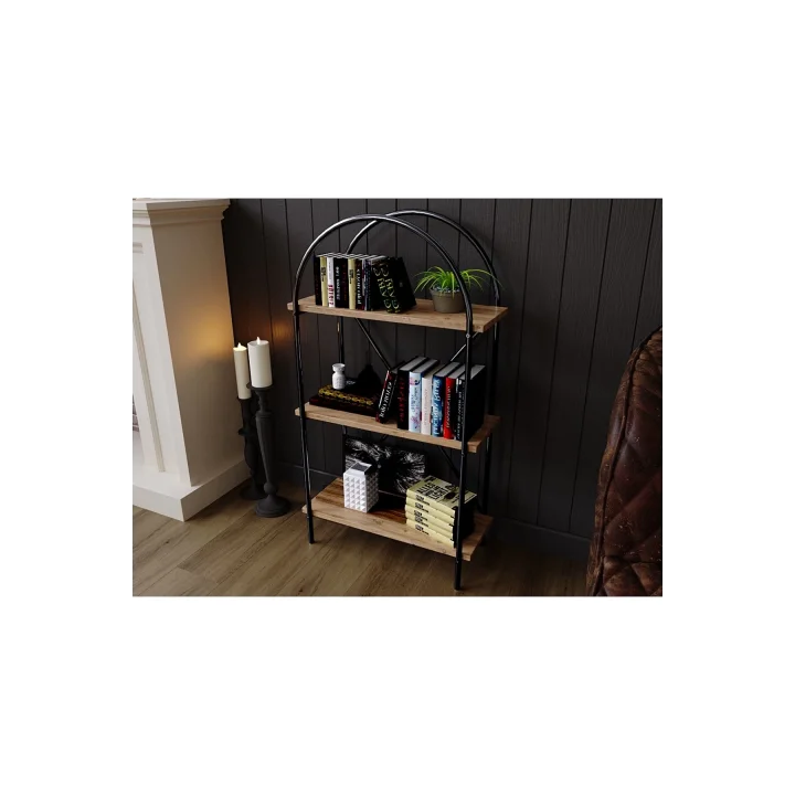 3 Raflı Çok Amaçlı Dekoratif Metal Kitaplık