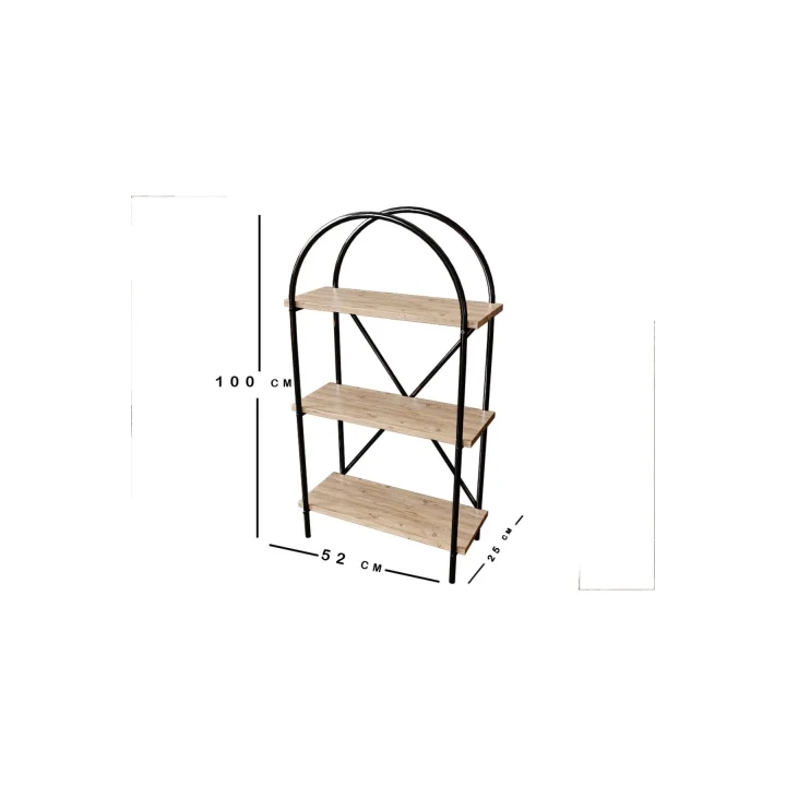 3 Raflı Çok Amaçlı Dekoratif Metal Kitaplık