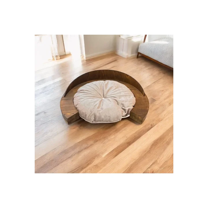 MADRİD Kedi Köpek Yatağı. Masif Ağaç Şık Tasarım. Ceviz Renk