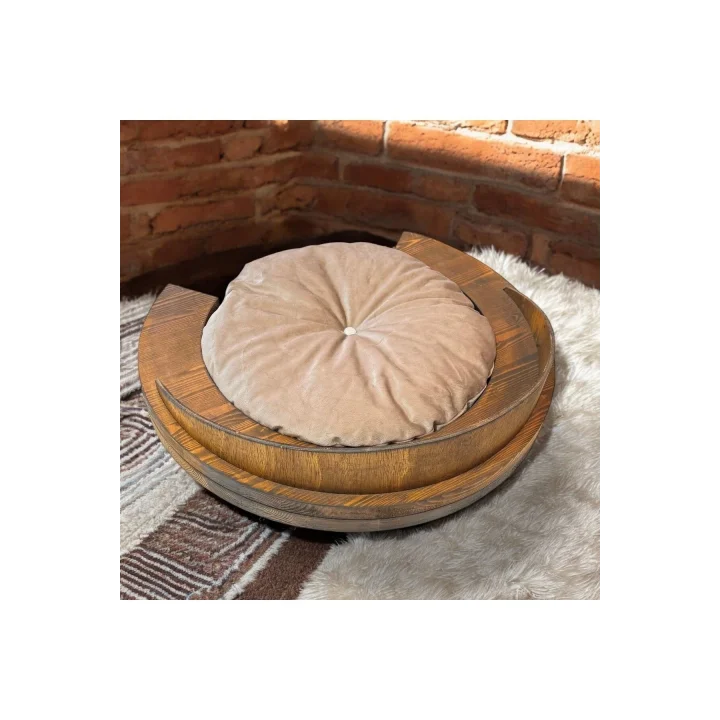 MADRİD Kedi Köpek Yatağı. Masif Ağaç Şık Tasarım. Ceviz Renk