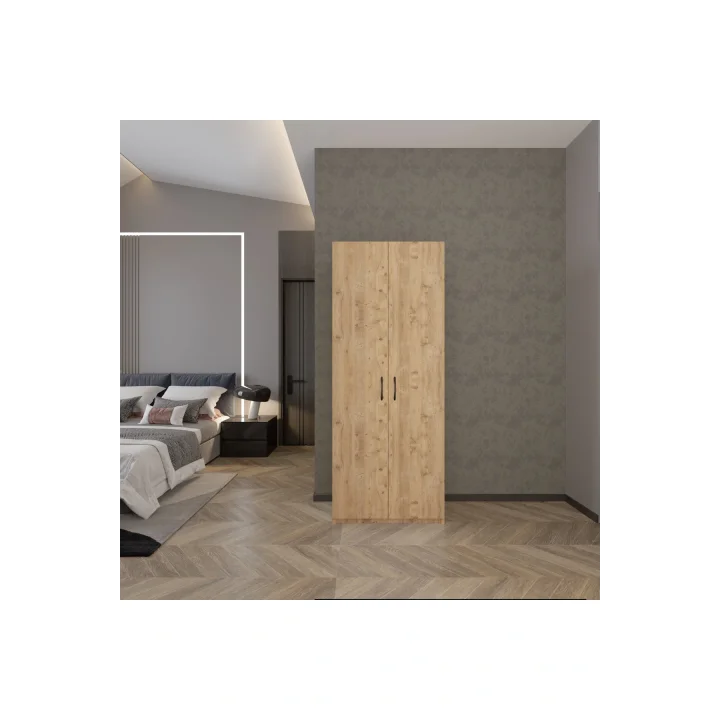2 Kapaklı 5 Katlı Çok Amaçlı Atlantik Çam Elbise Dolabı 70 Cm