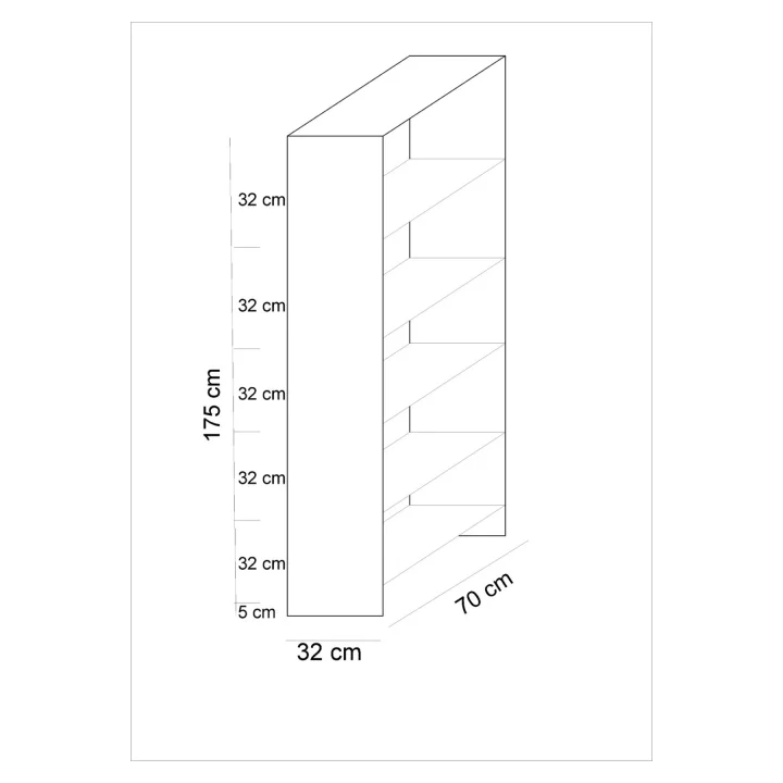 2 Kapaklı 5 Katlı Çok Amaçlı Atlantik Çam Elbise Dolabı 70 Cm