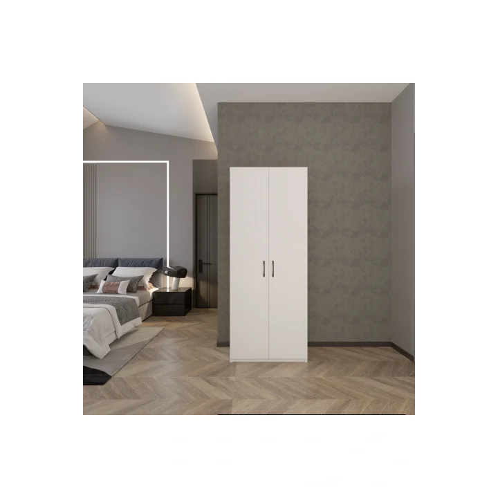 2 Kapaklı 5 Katlı Çok Amaçlı Atlantik Beyaz Elbise Dolabı 70 Cm
