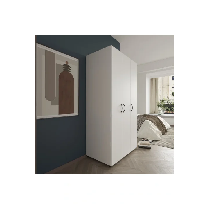 Doruk 3 Kapaklı Beyaz Elbise Dolabı Çok Amaçlı Dolap 90 cm Genişlik