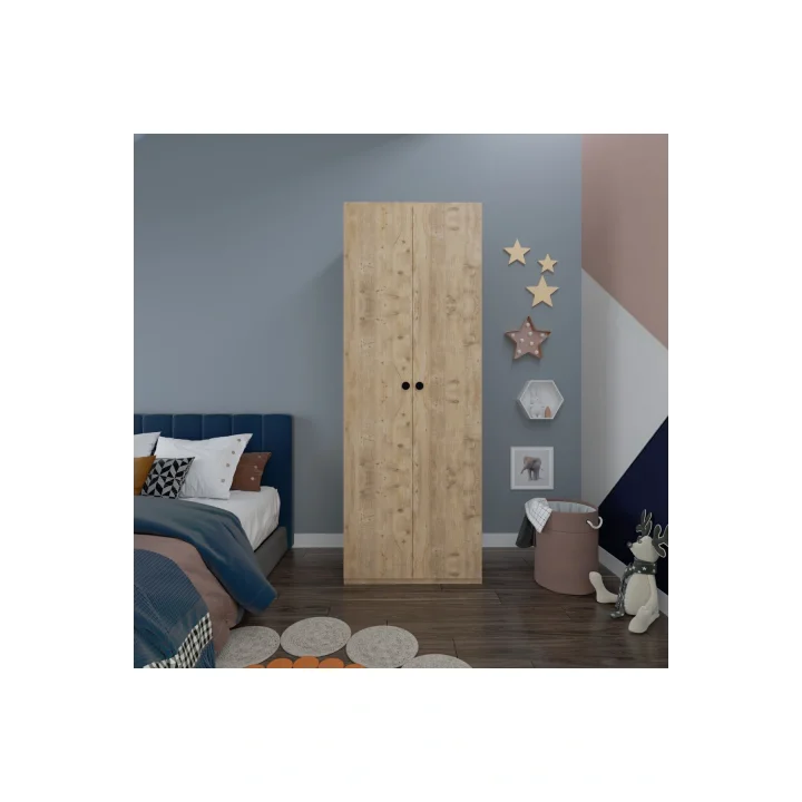 2 Kapaklı Elbise Dolabı - Genç odası Dolabı Çam 80 cm