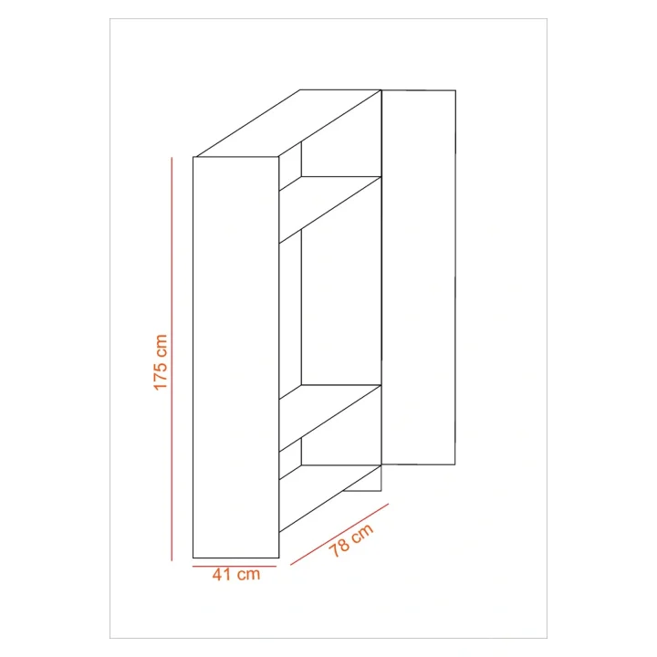 2 Kapaklı Elbise Dolabı - Genç Odası Dolabı Beyaz 80 cm Genişlik