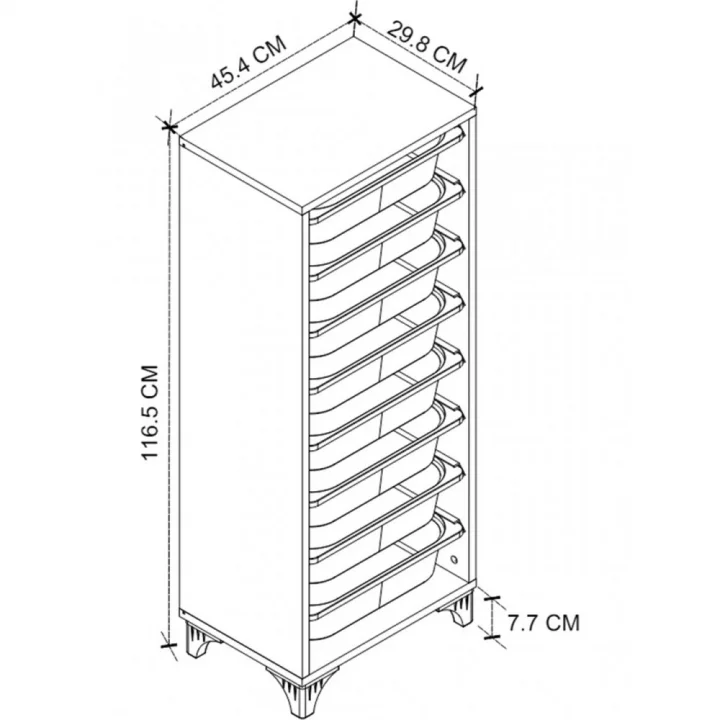 8 Sepetli Modern Oyuncak Dolabı Çok Amaçlı Dekoratif Dolap