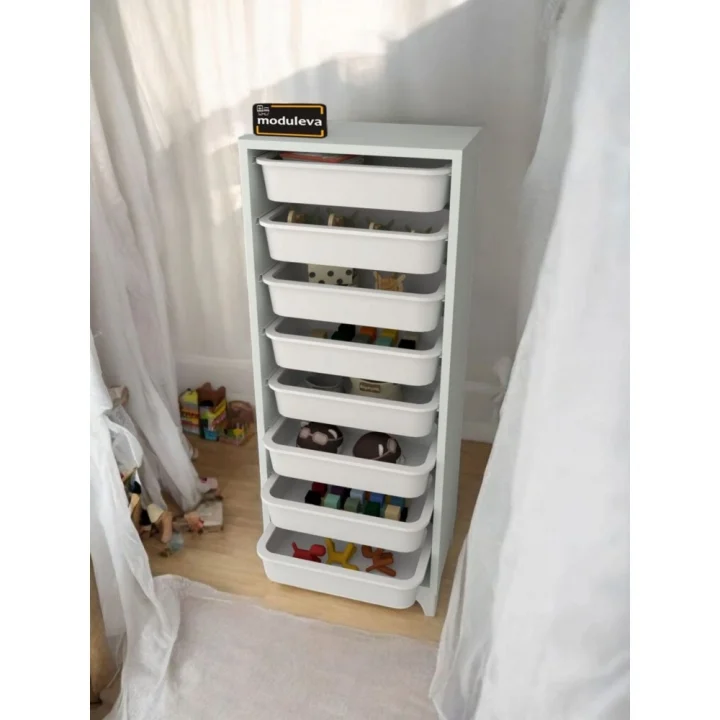 8 Sepetli Modern Oyuncak Dolabı Çok Amaçlı Dekoratif Dolap