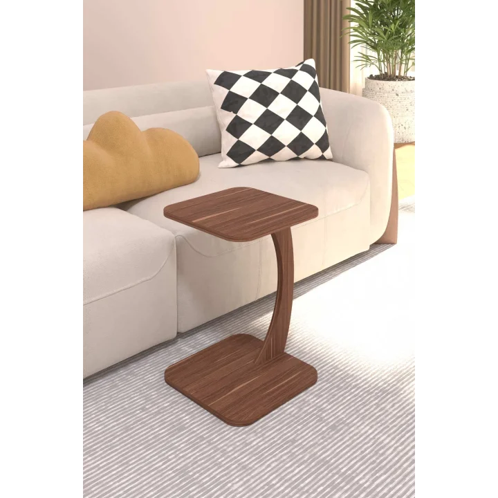 C Sehpa Koltuk Sehpası Yan Sehpa Zigon Sehpa Servis Sehpası Dikdörtgen Ceviz