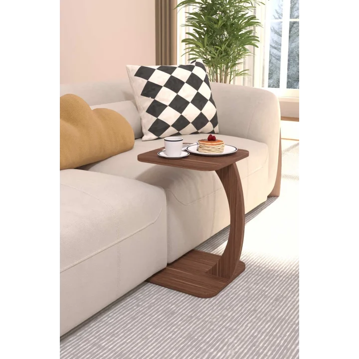 C Sehpa Koltuk Sehpası Yan Sehpa Zigon Sehpa Servis Sehpası Dikdörtgen Ceviz