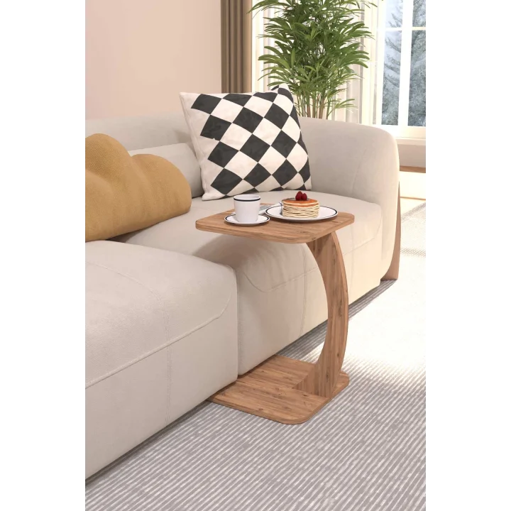 C Sehpa Koltuk Sehpası Yan Sehpa Servis Sehpası Dikdörtgen Çam