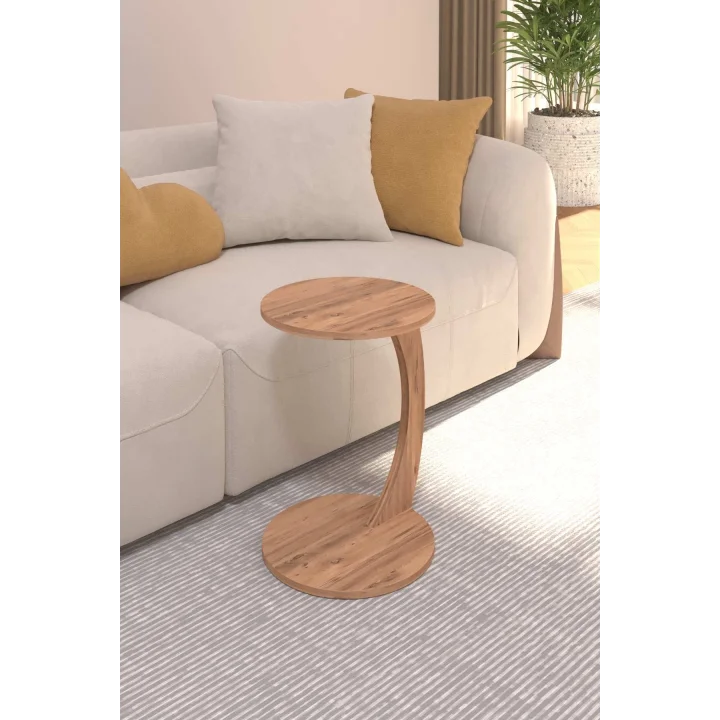 C Sehpa Koltuk Sehpası Yan Sehpa Zigon Sehpa Servis Sehpası Yuvarlak Çam