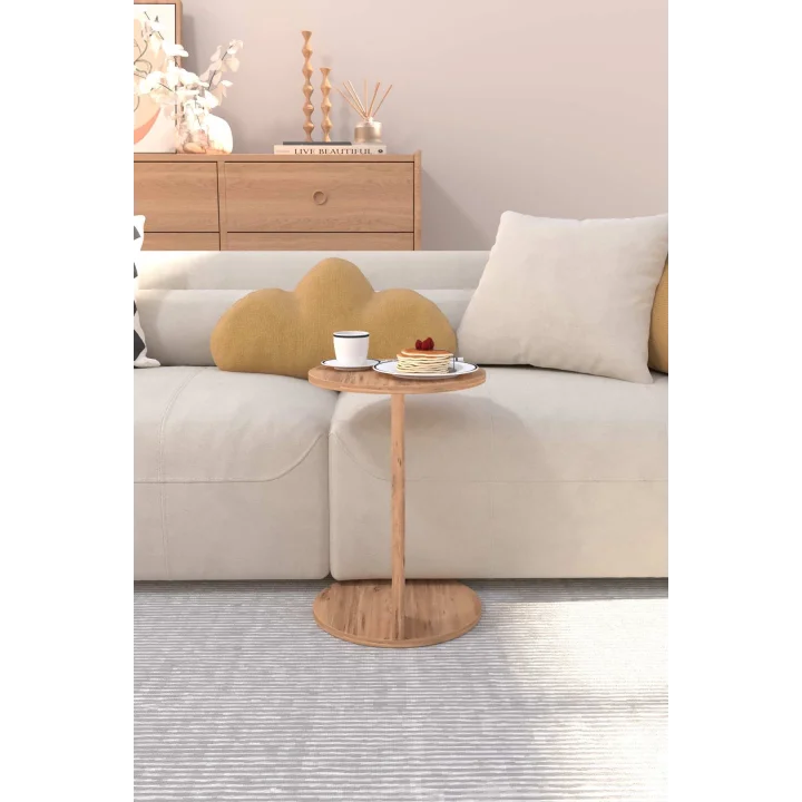 C Sehpa Koltuk Sehpası Yan Sehpa Zigon Sehpa Servis Sehpası Yuvarlak Çam