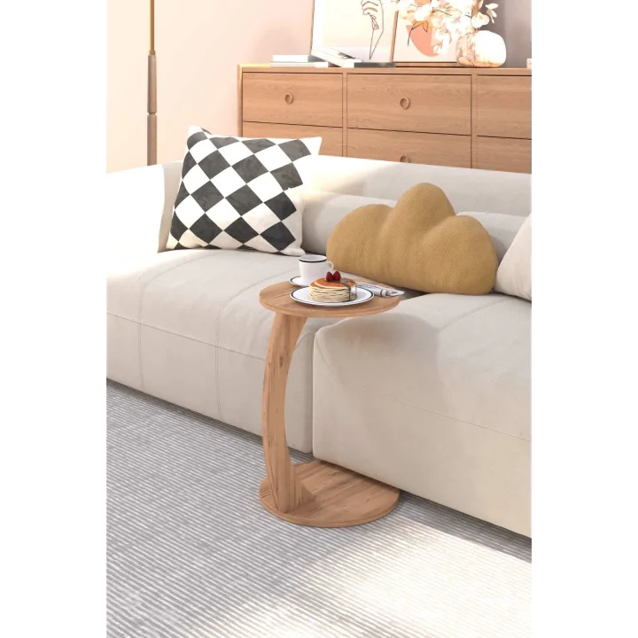 C Sehpa Koltuk Sehpası Yan Sehpa Zigon Sehpa Servis Sehpası Yuvarlak Çam