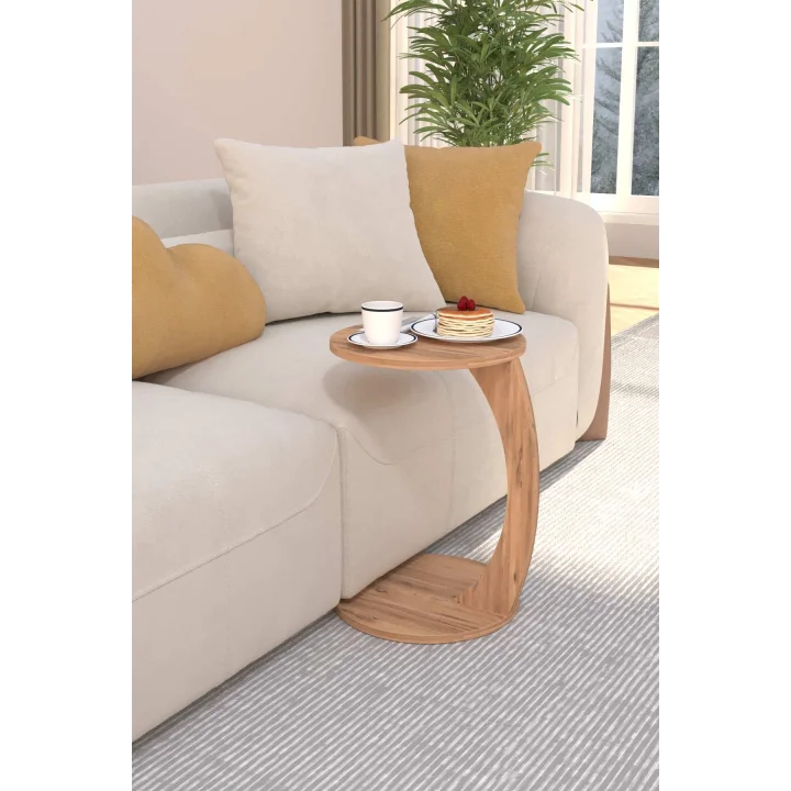 C Sehpa Koltuk Sehpası Yan Sehpa Zigon Sehpa Servis Sehpası Yuvarlak Çam