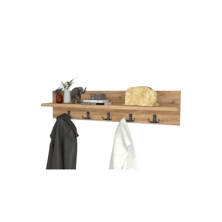 Portmanda Duvar Askılığı Dekoratif Elbise Askılığı Atlantik Çam