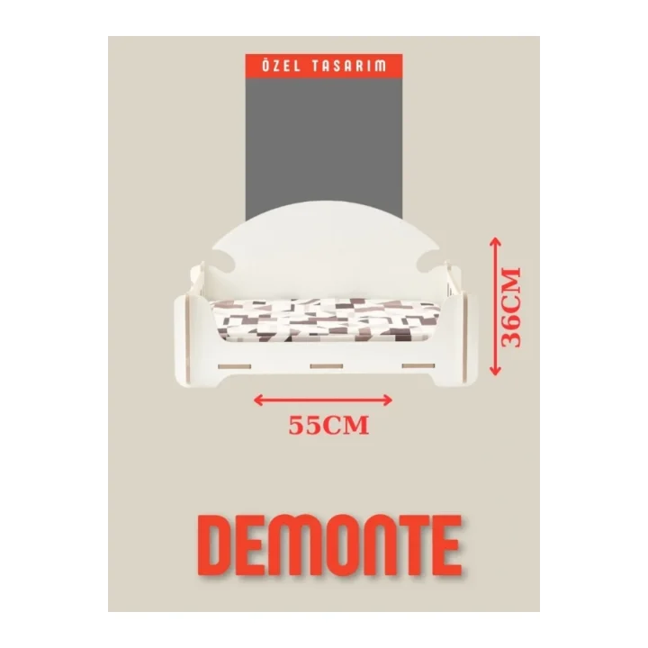 PD Taht Rahat Kedi & Küçük Irk Köpek Yatağı 30x50 cm – Beyaz | Yıkanabilir Duck Kumaş Minderli