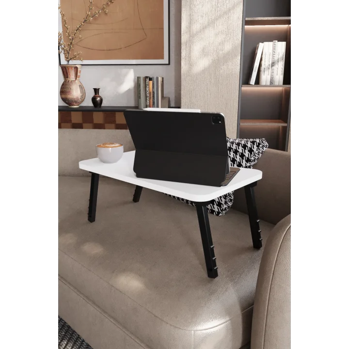 Laptop Sehpası Seyyar Kahvaltı Masası Katlanır Çalışma Sehpası Beyaz