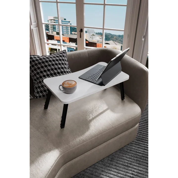 Laptop Sehpası Seyyar Kahvaltı Masası Katlanır Çalışma Sehpası Beyaz