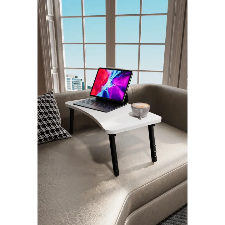 Laptop Sehpası Seyyar Kahvaltı Masası Katlanır Çalışma Sehpası Beyaz